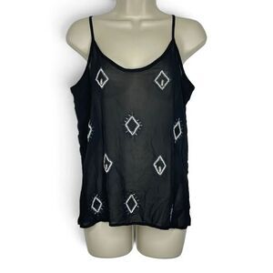 Old Navy Black Sheer Spaghetti Strap Tank Top Beaded Women’s Size XS